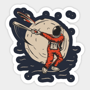 astronaut hit ufo spaceship Sticker